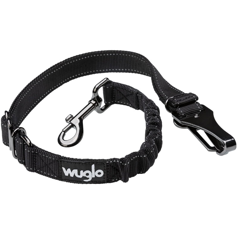 12"-37" Wuglo Dog Seat Belt - Dog Car Harness for Child Safety Seat - Hook Latch Bar & Seat Belt Buckle - Adjustable Universal Dog Seatbelt for Car Travel (Black) Black - BeesActive Australia