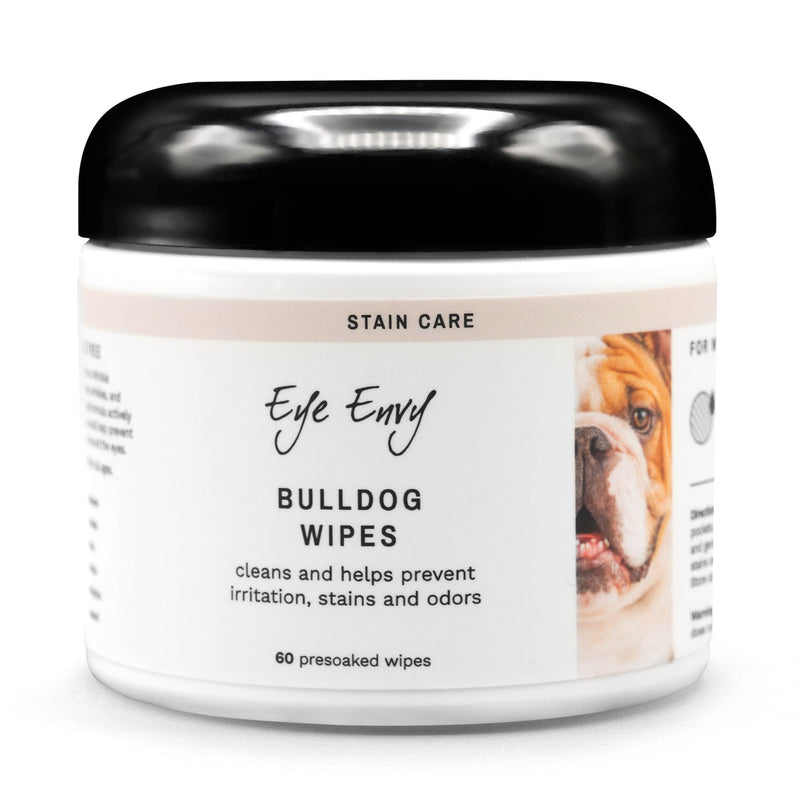 Eye Envy Bulldog Wrinkle Wipes. Wrinkle Wipes for French Bulldog, Pug, English Bulldog. Cleans Wrinkles, Bulldog Tail Pockets. Removes Stains and Odors. Natural, Unscented Wipes. USA Made. 60 Count - PawsPlanet Australia