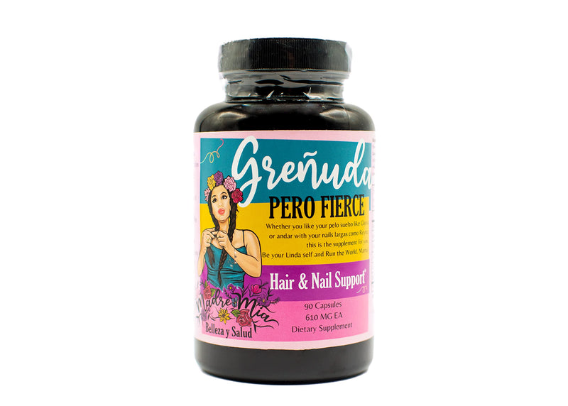 Belleza y Salud Grenuda Pero Fierce - Hair and Nail Support - Burdock Root, Horsetail, Stinging Nettle, Ginko Leaf, Biotin - 30 Day Supply 90 Capsules, 650MG Each - BeesActive Australia