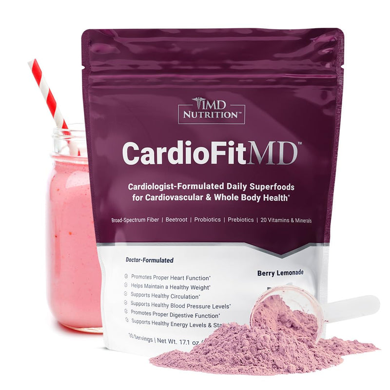1MD Nutrition CardioFitMD - Vegan Beets Superfood Keto-Friendly Heart Health Powder - Nitric Oxide Supplement - Beet Root Powder for Healthy Blood Pressure & Circulation - High Fiber Drink - 30 Days 1.06 Pound (Pack of 1) - BeesActive Australia