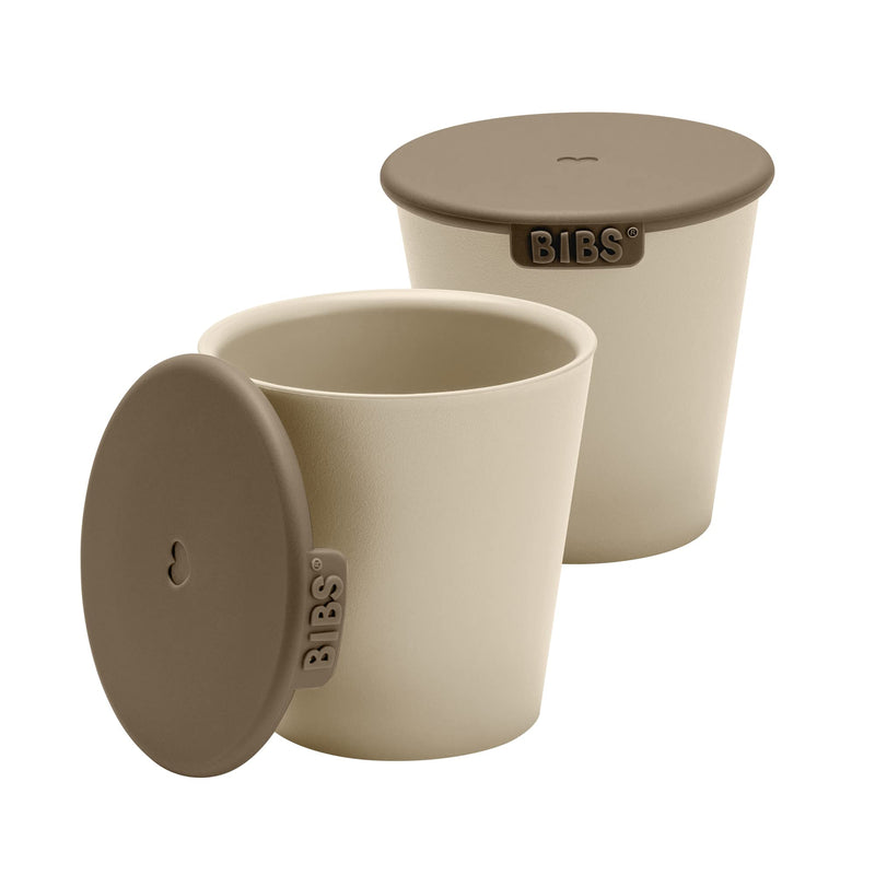 BIBS Cup Set for Baby or Toddler 2-Pack, Made in Denmark, 100% Food-Grade Material, Non-Slip and Dishwasher Friendly. Made in Denmark. (Vanilla/Heather) - BeesActive Australia