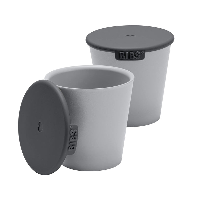 BIBS Cup Set for Baby or Toddler 2-Pack, Made in Denmark, 100% Food-Grade Material, Non-Slip and Dishwasher Friendly. Made in Denmark. (Cloud/Petrol) - BeesActive Australia