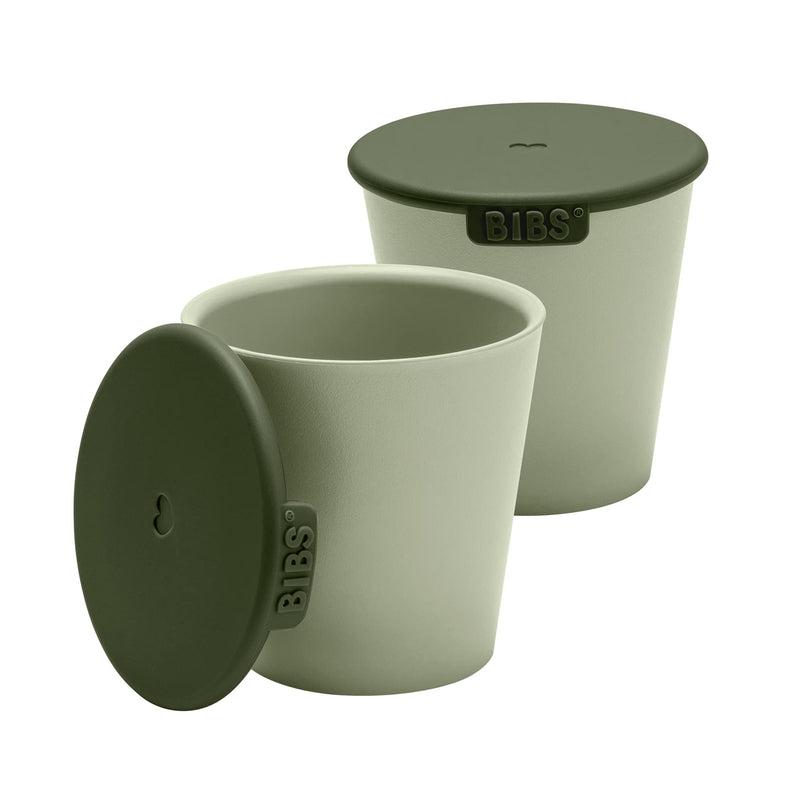 BIBS Cup Set for Baby or Toddler 2-Pack, Made in Denmark, 100% Food-Grade Material, Non-Slip and Dishwasher Friendly. Made in Denmark. (Sage/Hunter Green) - BeesActive Australia