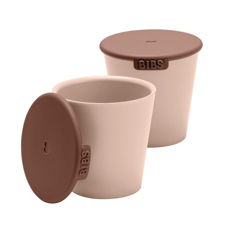 BIBS Cup Set for Baby or Toddler 2-Pack, Made in Denmark, 100% Food-Grade Material, Non-Slip and Dishwasher Friendly. Made in Denmark. (Blush/Woodchuck) - BeesActive Australia
