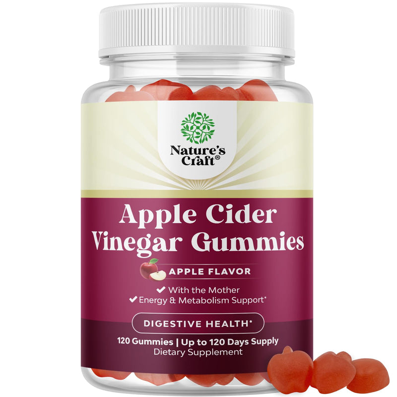 ACV Apple Cider Vinegar Gummies - Natural Energy Supplement ACV with Mother for Body Cleanse Immune Support and Gut Health with Vitamin B12 and Beet Root - 120 Count 120 Count (Pack of 1)