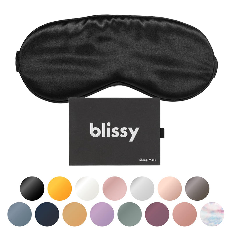 Blissy Silk Sleep Mask - Silk Eye Sleeping Mask for Women & Men for Total Blackout - Silk Eye Mask - 100% Pure Mulberry Silk, 22 Momme 6a Fibers - Blindfold Silk Sleep Mask Side Sleeper Eye Cover Black - BeesActive Australia
