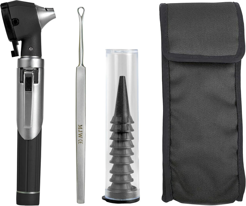 Fiber Optic Mini Otoscope Ear Healthy Tool for Home use with Extra Replaceable LED Light Silver - BeesActive Australia