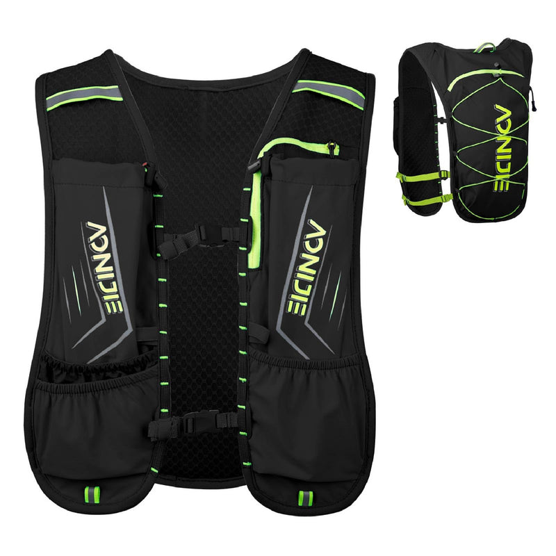 YAPJEB Running Hydration Vest for Men Women Breathable and Lightweight Running Water Backpack Fits 6.8" Phones for Hiking Camping Marathon Cycling Race (Black)