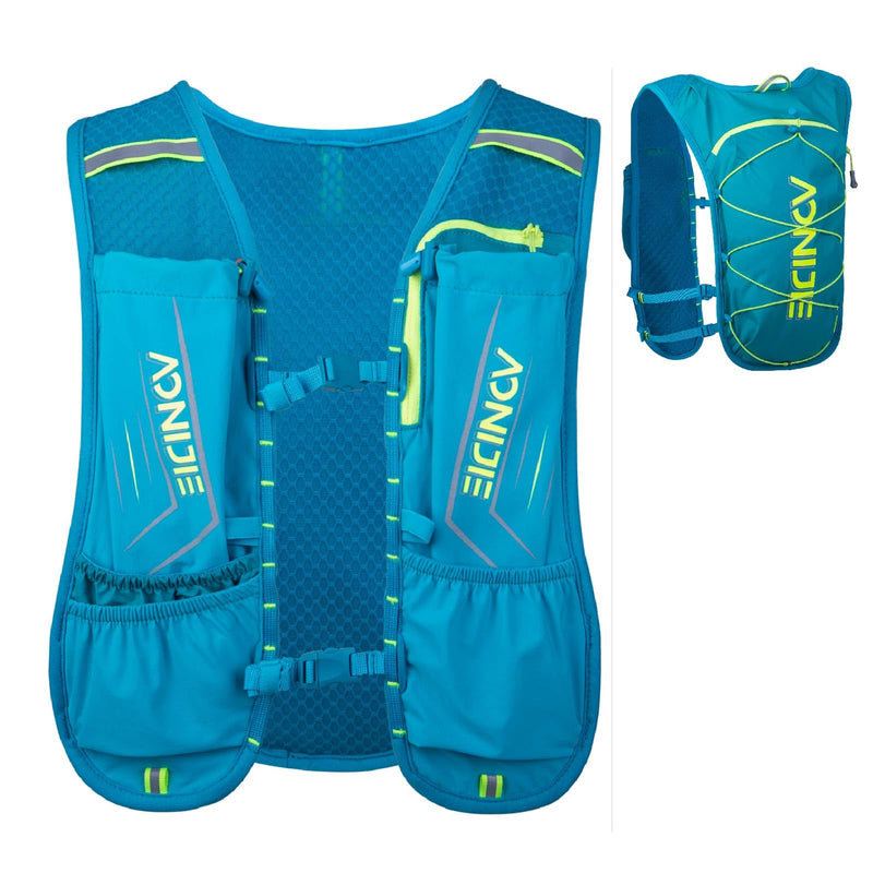 YAPJEB Running Hydration Vest for Men Women Breathable and Lightweight Running Water Backpack Fits 6.8" Phones for Hiking Camping Marathon Cycling Race (Light Blue)