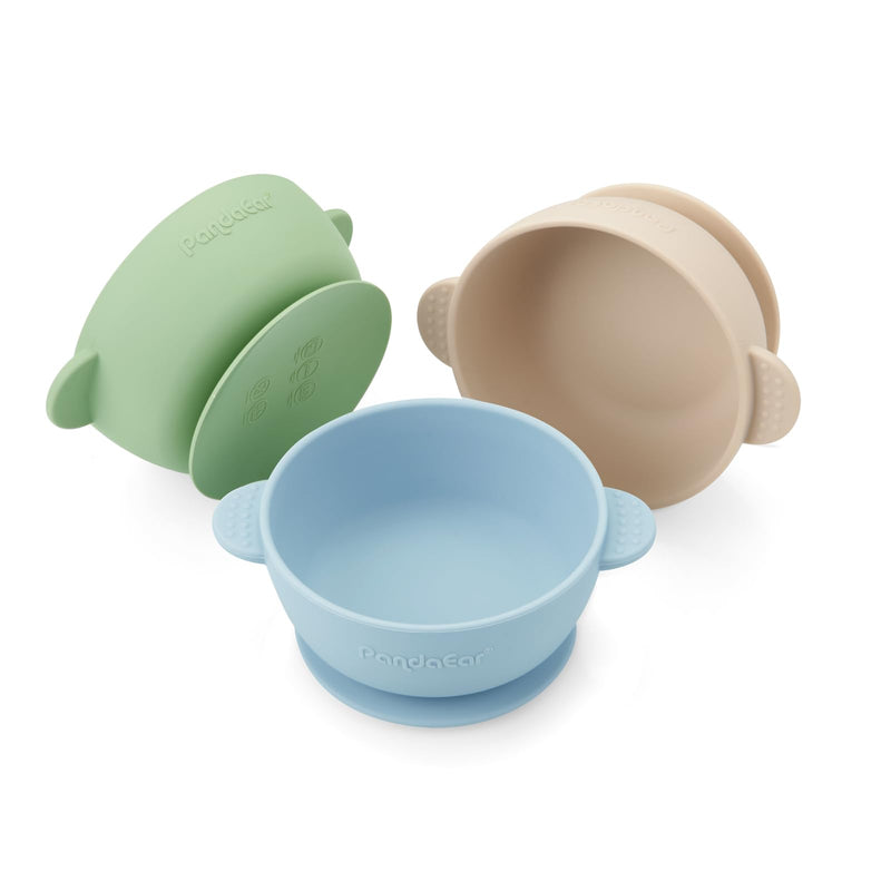 PandaEar 3 Pack Baby Bowls with Suction| Stay Put Silicone Food Bowl for Babies Kids Toddlers Infants| Food Grade Soft Safe BPA-Free Silicone (Multi-Color) Multicolor - BeesActive Australia