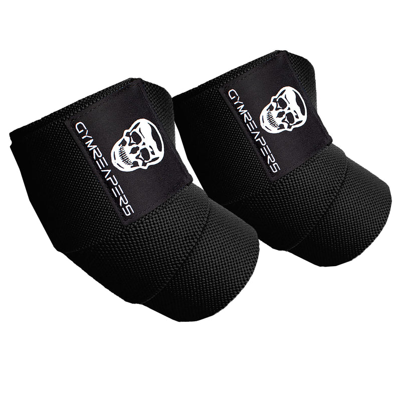 Gymreapers Weightlifting Elbow Wraps (1 Pair) - Flexible 40'' Elbow Compression Strap & Joint Support Brace - for Bench Press, Powerlifting, and Pressing Black