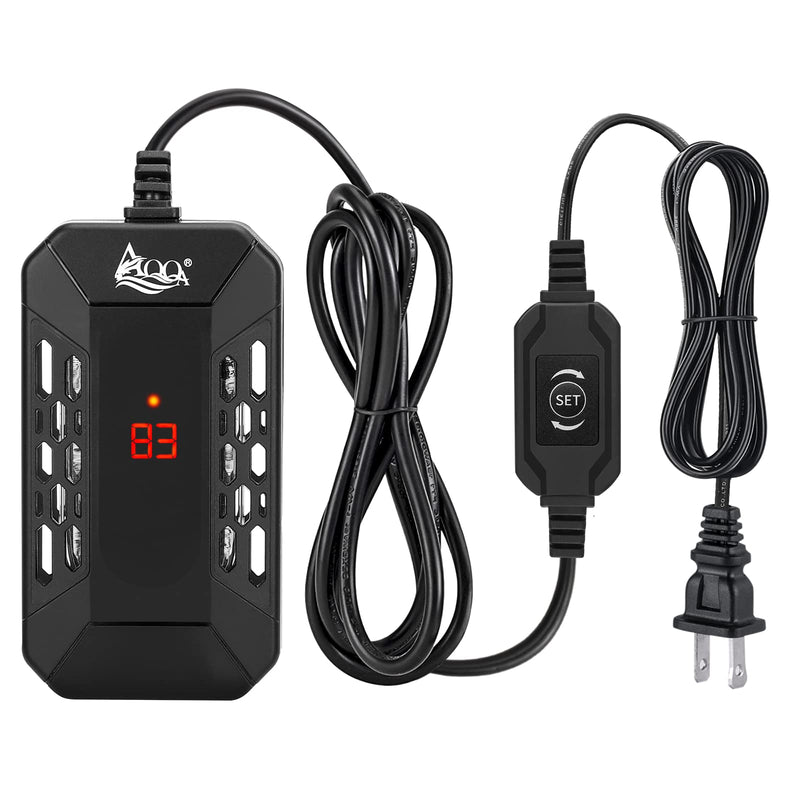 AQQA Aquarium Submersible Heater for Fish Tank,HD Temperature Display and Built-in Thermometer,External Controller Temperature Control Range 59℉-93℉,Safety Control Protects 25W 25W(1-5 Gallon)