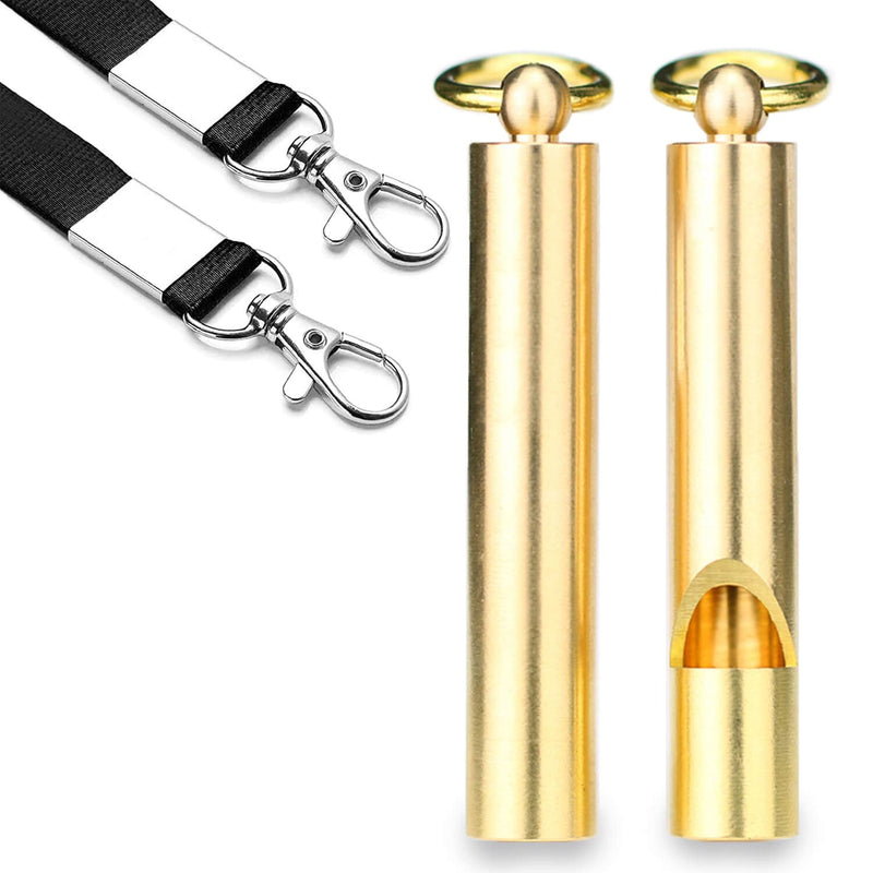 VINTOMA 2 x Retro Brass Whistle with Lanyard, high-pitched Brass Whistle for Dog Training, Outdoor or Emergency - BeesActive Australia