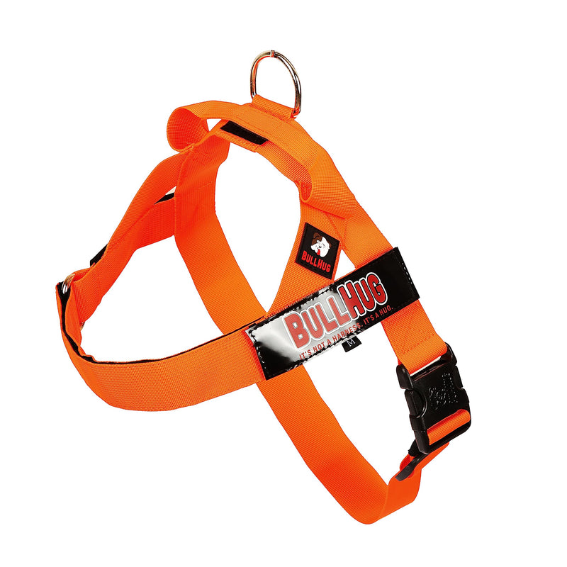 BULLHUG Harness – Made for Larger Chested Dogs Like English Bulldogs, French Bulldogs, Pugs & More. Stops Dogs from Pulling & Choking on Walks (NEON Orange, Medium) NEON ORANGE Medium - (Neck: 16" - 21" Chest: 25" - 30") - BeesActive Australia