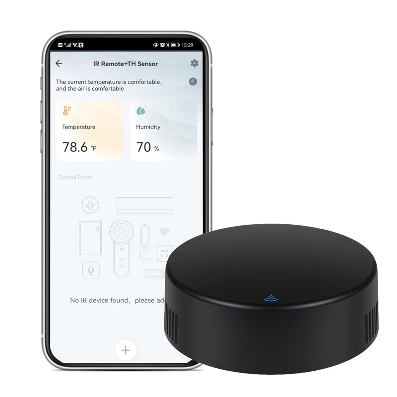 Smart IR Remote Control: Universal WiFi Infrared Remote Control with Temperature Humidity Sensor, App&Voice Control, 3in1 WiFi Thermometer Hygrometer, Compatible with Alexa, Google Assistant