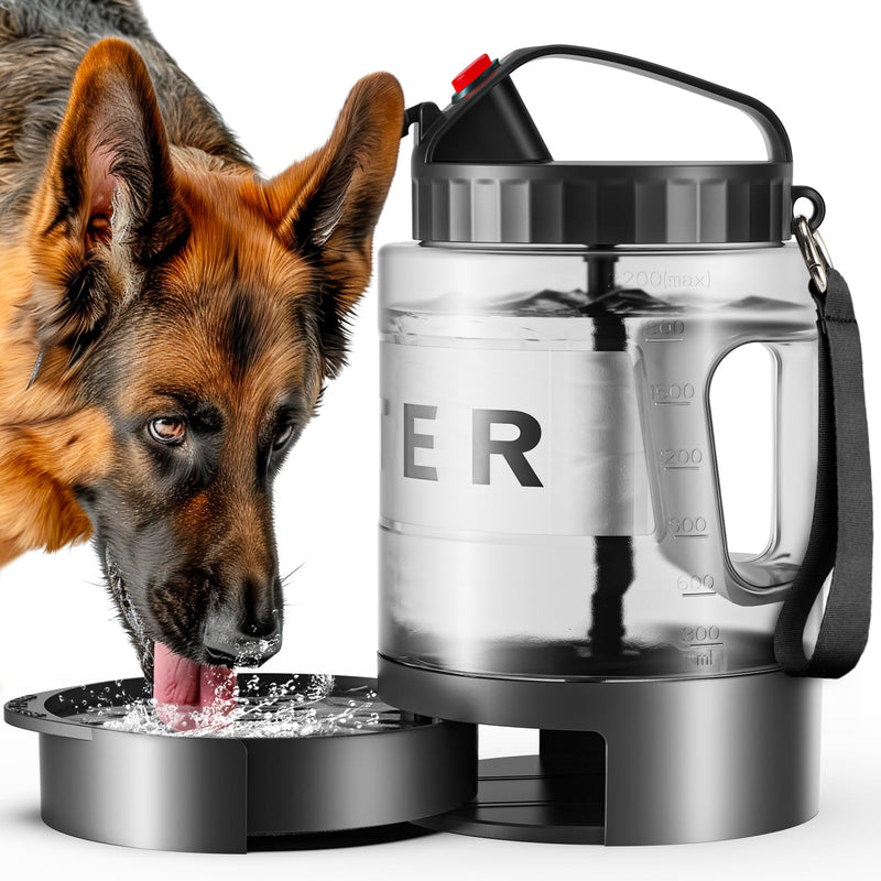 77oz Dog Water Bottle Dog Travel Water Bottle, Portable Dog Water Bowl Dispenser for Travel Camping Hiking Walking, Dog Water Drinking Bottle Dog Travel Water Bowl for Large Dogs 77oz-Black - BeesActive Australia