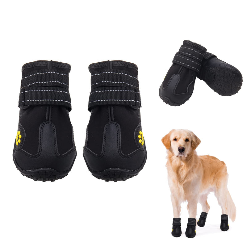Dog Boots for Large Dogs, Medium Dogs and paw Guards for Snowy Winters, hot Summer Roads, Waterproof Rainy Days, Outdoor Walking, and Non-Slip Indoor Hard Surfaces 4 Pieces Black print #8 (width 2.95 inch) for 74-88 lbs - BeesActive Australia