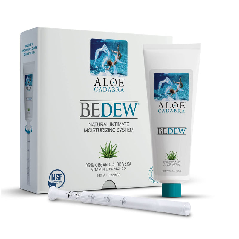 Aloe Cadabra BEDEW Organic Intimate Moisturizer System for Vaginal Dryness, Menopause and Personal Comfort with 14 Screw-on Applicators, 2.9 Ounce - BeesActive Australia