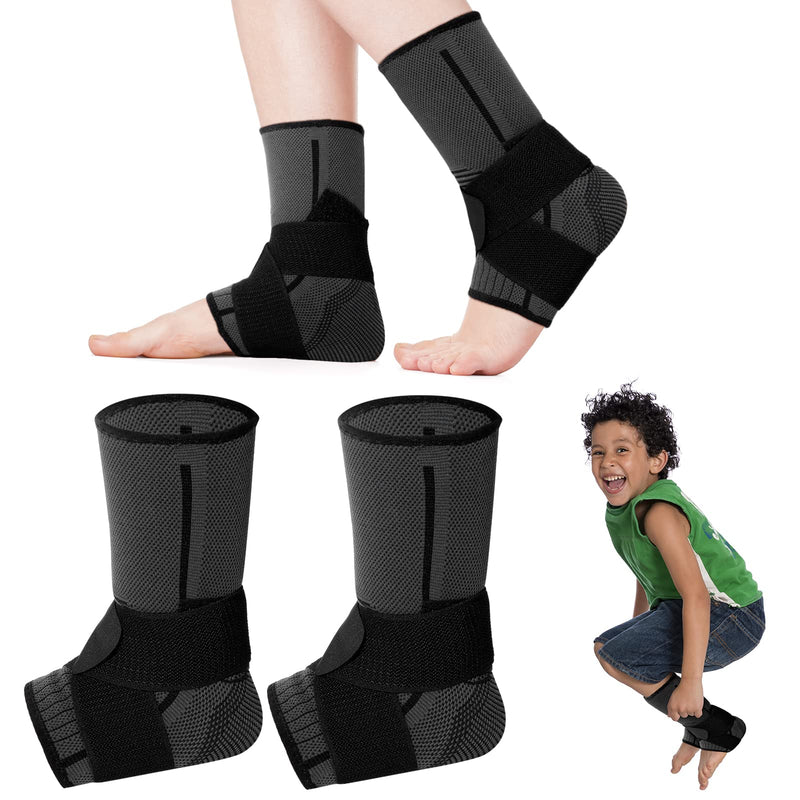Tarpop 1 Pair Ankle Brace for Kids Compression Ankle Sleeves Adjustable Foot Support Brace Elastic Guard for Children Boys Girls Sports Running Jogging Dance Fitness Gymnastics(Black,Small) Black Small