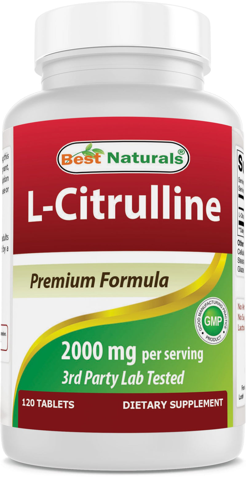 Best Naturals L-Citrulline 2000mg/Serving - Non-GMO - Gluten Free - 120 Tablets (120 Count (Pack of 1)) 120 Count (Pack of 1)