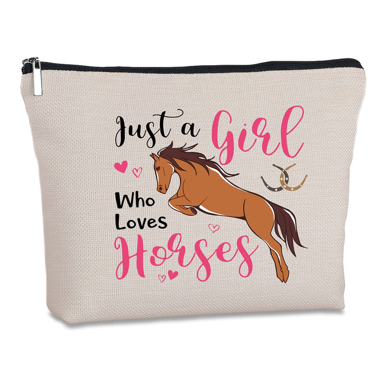 Horses Gifts for Women Horse Zipper Makeup Bag Equestrian Travel Bag Just a Who Love Horses Animal Lover Gifts Horses Lover Gifts Horseshoe Gift - BeesActive Australia