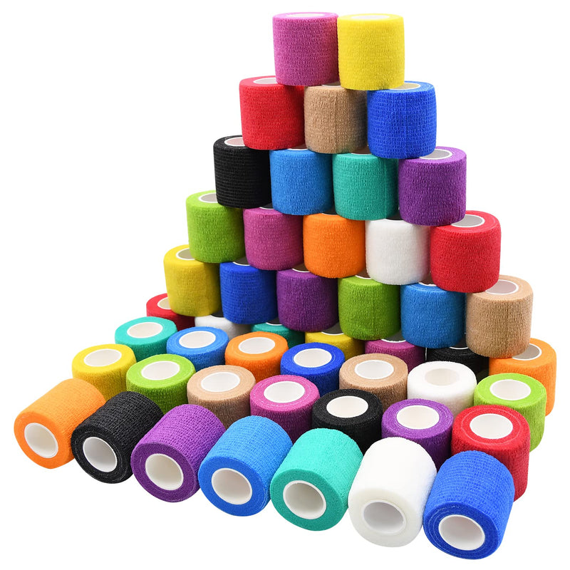12pcs 2in Self Adhesive Bandage Wraps, 5 Yards, Vet Wraps for Sports, Wrist, Ankle, Swelling 48 Pack Multicolor 2 Inch - BeesActive Australia