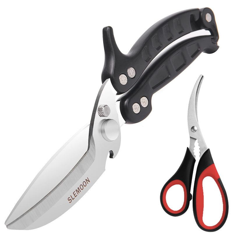 SLEMOON Heavy Duty Kitchen Scissors Poultry Shears 2pcs set Black - BeesActive Australia