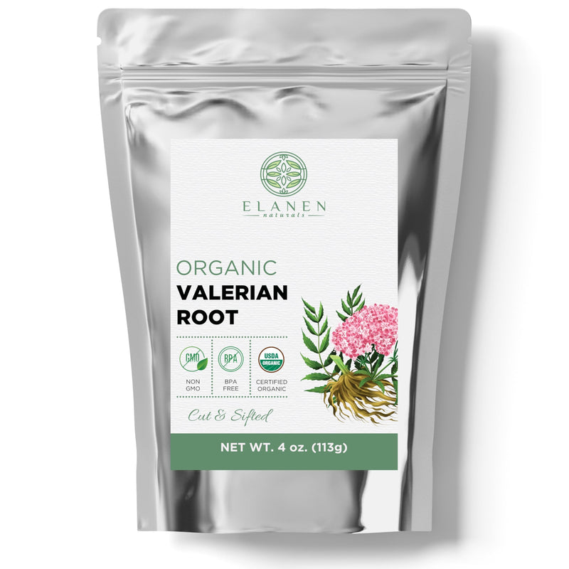 Organic Valerian Root 4 oz. (113g), USDA Certified Organic Valerian Root Herb, Valerian Root Tea, Valeriana Tea, Te De Valeriana Para Dormir, Valarian Officinalis Roots Whole Loose Leaf, Cut & Sifted 4 Ounce - BeesActive Australia