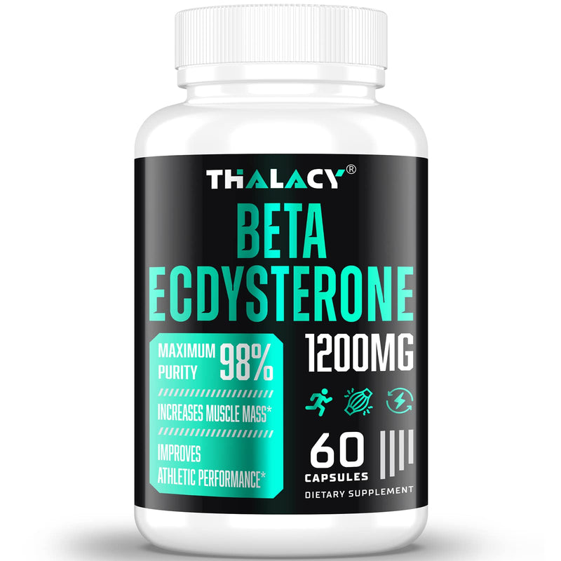 1200MG Beta Ecdysterone Supplement, 98% Maximum Purity Ecdysterone Supplements for Lean Muscle Mass, Athletic Performance & Strength, 60 Capsules 60 Count (Pack of 1) - BeesActive Australia