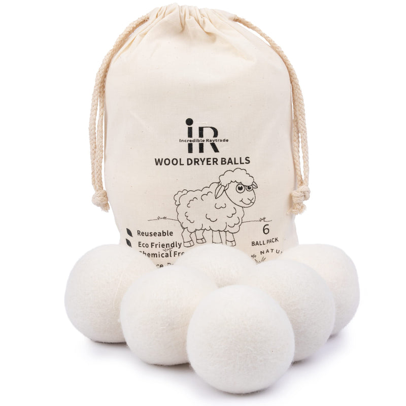 RAYTRADE Wool Dryer Balls 6-Pack 100% Made of Organic New Zealand Wool Reduces Clothing Wrinkles and Saves Drying Time Reusable Natural Fabric Softener Stocking Stuffer Gifts 3 Inch Round (Pack of 6 White) - BeesActive Australia