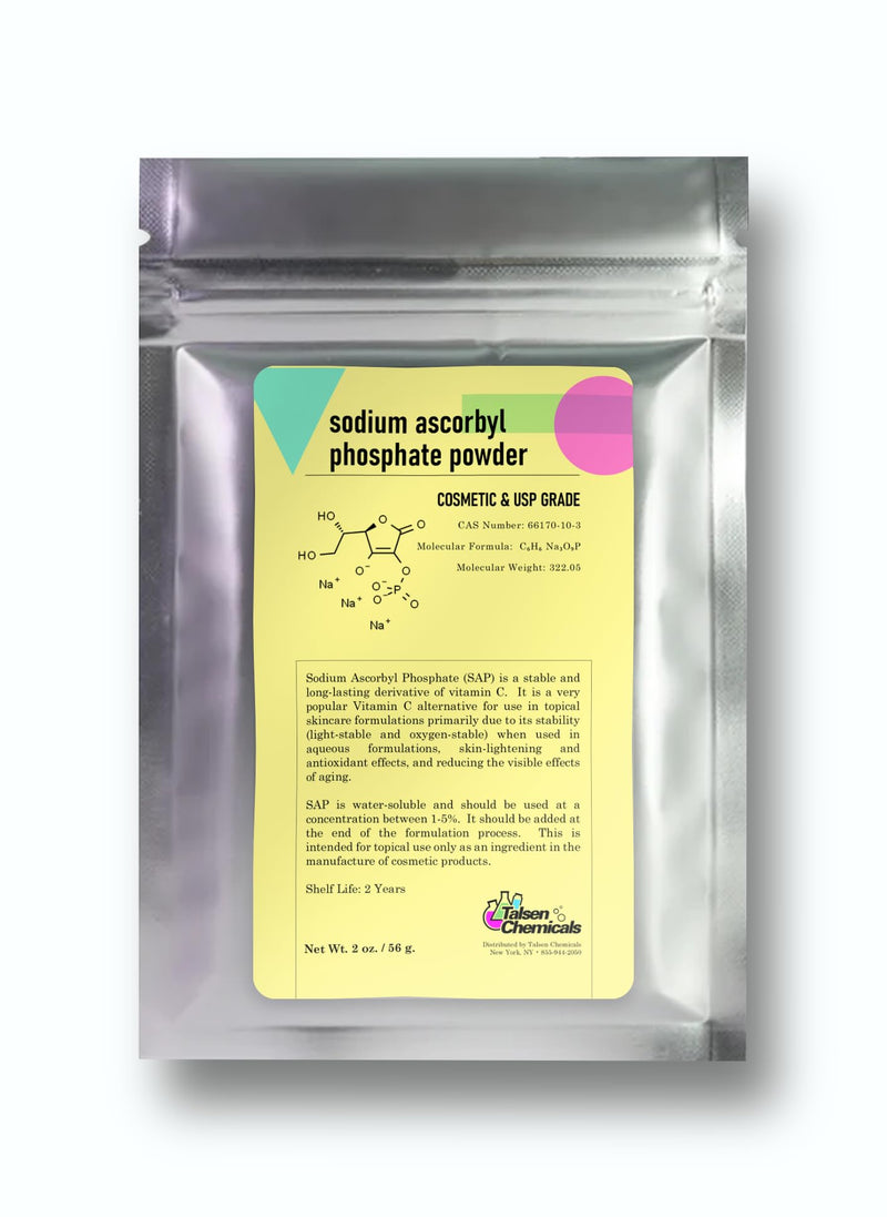 Sodium Ascorbyl Phosphate SAP Powder – Stable Vitamin C Derivative, Antioxidant for DIY Skin Care by Talsen Chemicals (2 Ounce / 56 gram) 2 Ounce (Pack of 1)