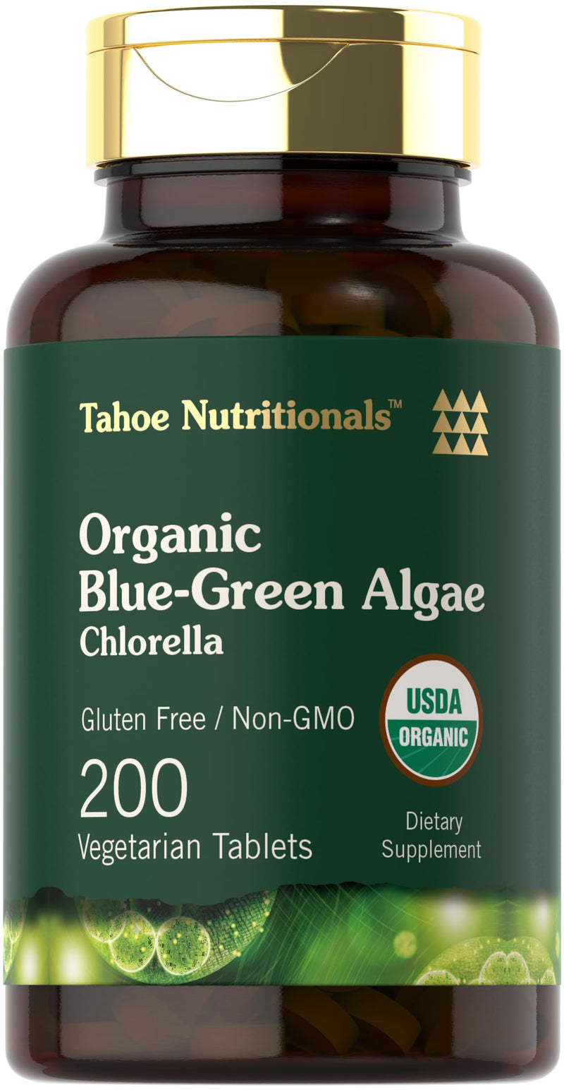 Carlyle Chlorella Blue Green Algae 250mg | 200 Tablets | Vegetarian, Non-GMO, Gluten Free Supplement | Tahoe Nutritionals