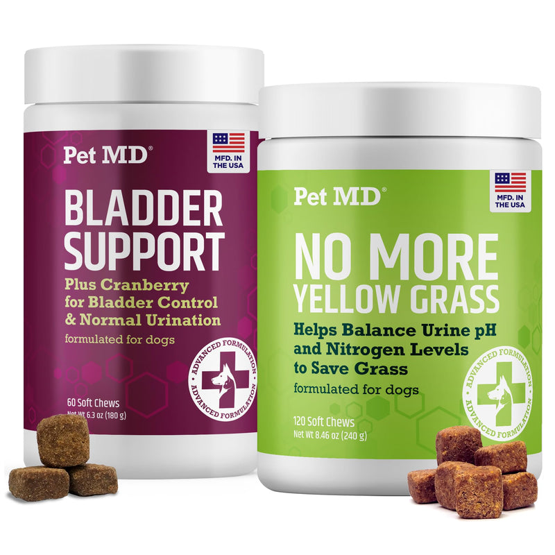Pet MD Bladder Support Chews & No More Yellow Spots Lawn Aid Chews
