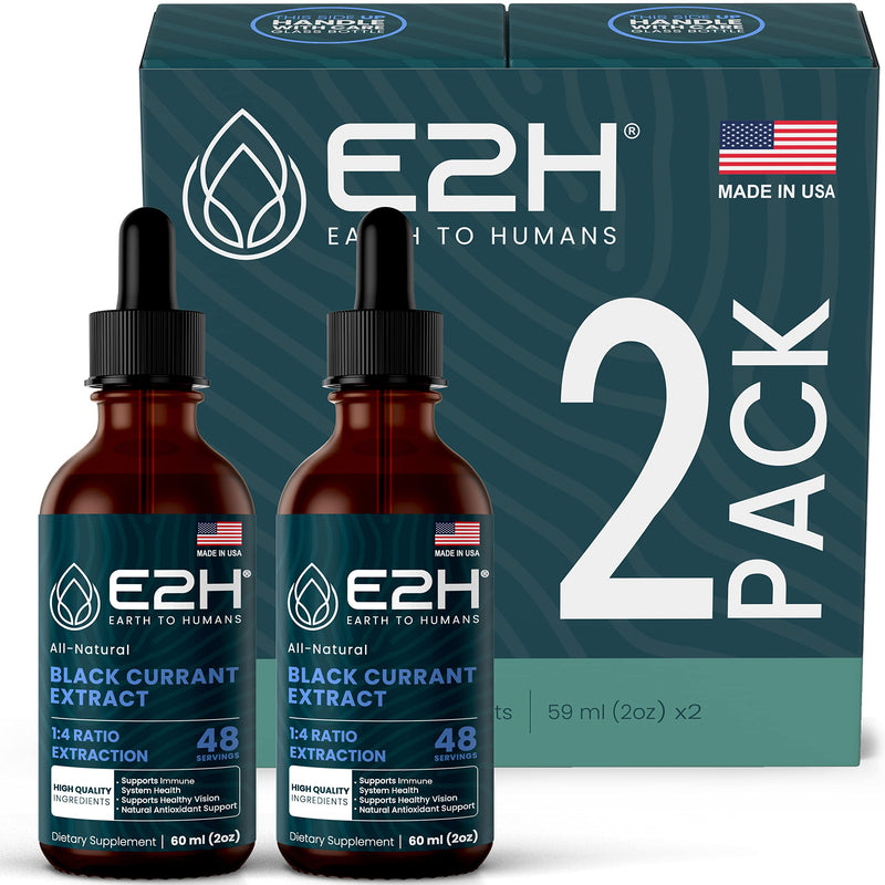 E2H Natural Black Currant Extract, Cold Pressed Black Currant Seed - Immune System Health - Fast Absorbing Liquid (2 Bottles) 2 Fl Oz (Pack of 2) - BeesActive Australia