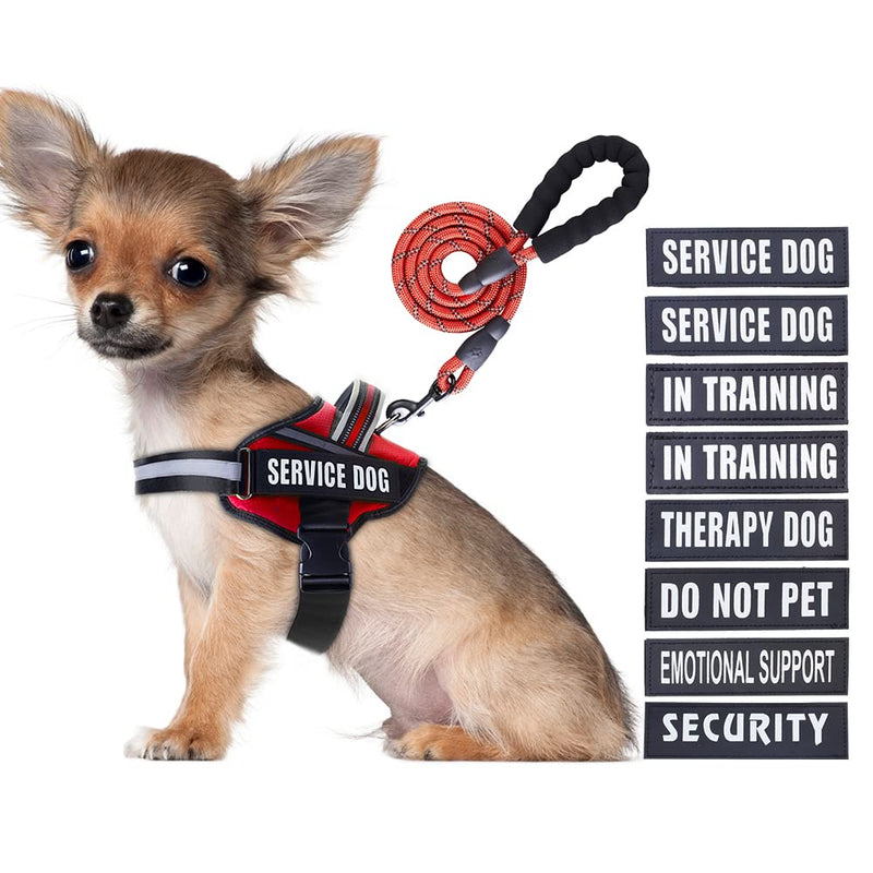 Service Dog Vest Harness and Leash Set, Animire in Training Dog Harness with 10 Dog Patches, Reflective Dog Leash with Soft Padded Handle for Small, Medium, Large, and Extra-large Dogs (RED,S) S Red - BeesActive Australia