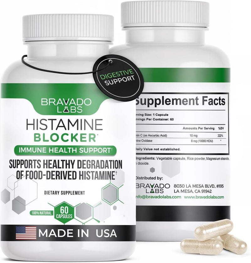 DAO Enzyme - Histamine Blocker Supplements with Diamine Oxidase & Vitamin C | Advanced DAO Enzyme Formula for Histamine Digest & Intolerance Support - Diamine Oxidase DAO Supplement, 60 Capsules 10000 HDU 60 Count (Pack of 1)