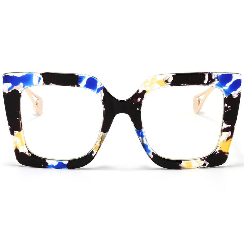 AIEYEZO Oversized Blue Light Glasses for Women, Anti Fatigue Prevent Headache Computer Eyeglasses Flower - BeesActive Australia