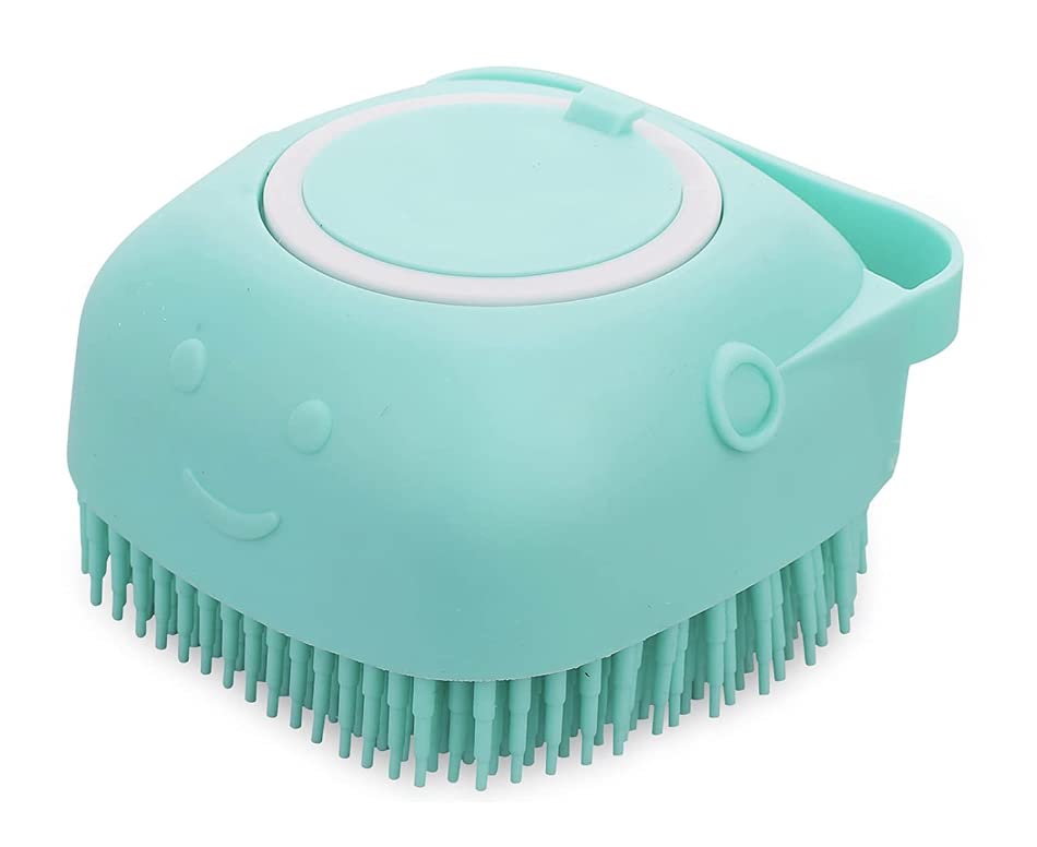 Pet Bath Massage Brush Puppy Dog Cat Grooming Cleaning Soft (Blue) Blue