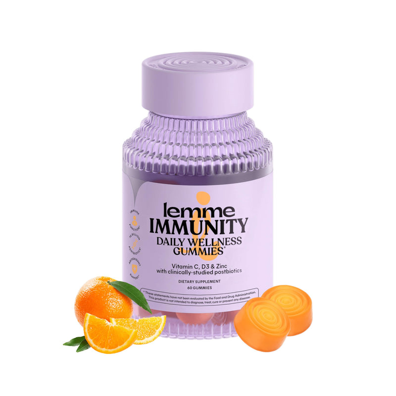 Lemme Immunity Postbiotic Gummies with Vitamin C, 30-Day Supply | Vitamin C, Vitamin D (2000 IU), Zinc, 10 Billion Postbiotic Cells, Astragalus for Immune Support - Vegetarian, Gluten Free