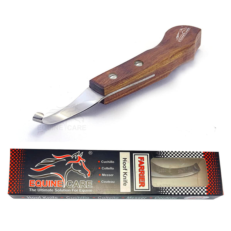 Precision Farrier Tool: Right-Hand Hoof Knife with Short Razor-Sharp Blade, Wood Handle - Essential for Trimming & Grooming. - BeesActive Australia