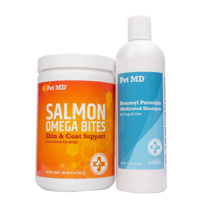 Pet MD Benzoyl Peroxide Shampoo & Pet MD Salmon Omega Bites - PawsPlanet Australia