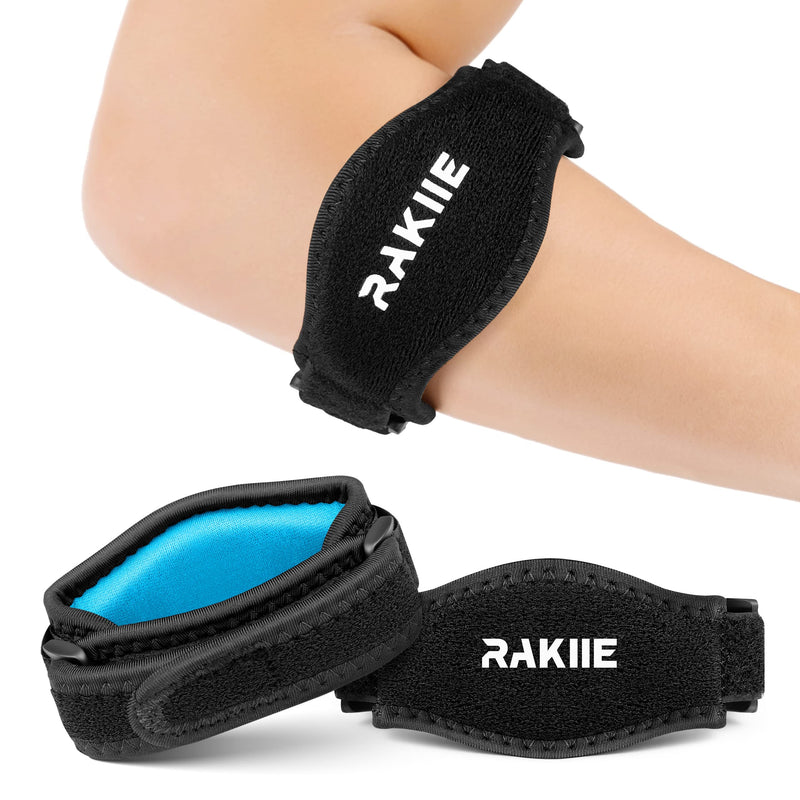 Rakiie Elbow Brace 2 Packs for Tendonitis, Adjustable Golf and Tennis Elbow Relief for Men and Women Light Blue - BeesActive Australia