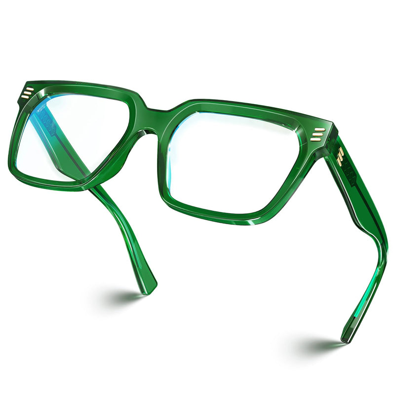 VISOONE Rectangle TR90 Blue Light Blocking Glasses Computer Glasses with Preppy Look for Women and Men Cougar Cougar Upg Basil Green - BeesActive Australia