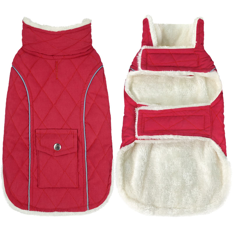 Malier Dog Winter Coat, Windproof Dog Cold Weather Coats with Real Pocket, Winter Dog Extra Warm Coat Dog Fleece Jacket Reflective Dog Clothes for Small Medium Large Dogs and Puppy (Red, X-Large) Red - BeesActive Australia