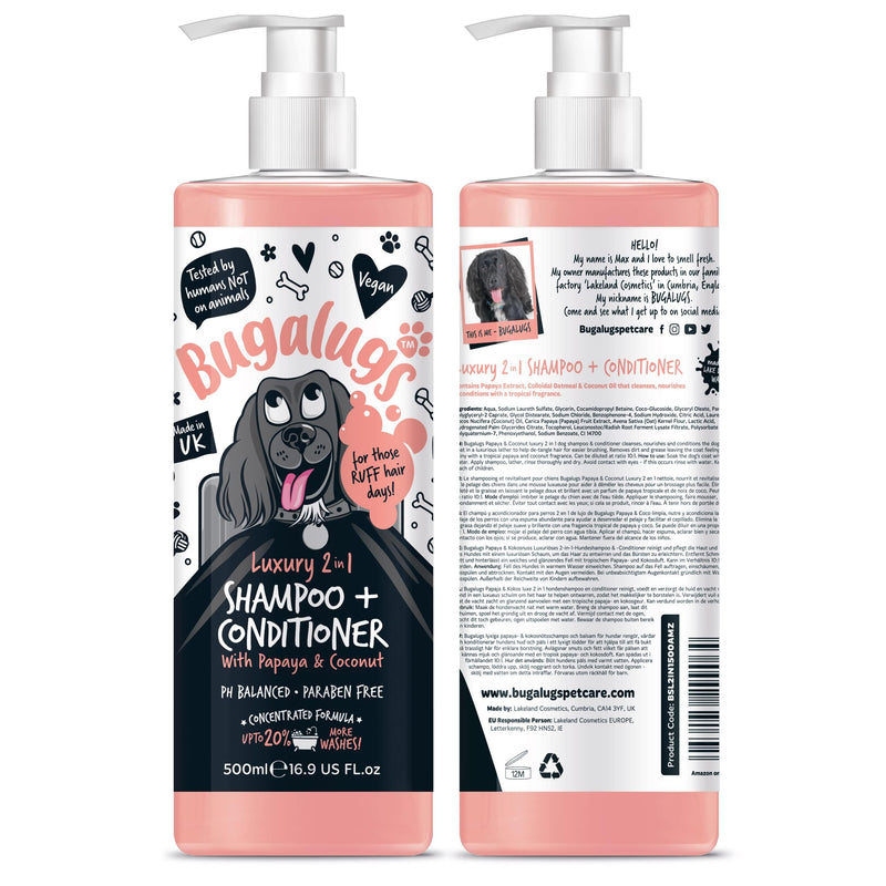 Dog Shampoo Luxury 2 in 1 Papaya & Coconut dog grooming shampoo products for smelly dogs with fragrance, best puppy shampoo, professional groom Vegan pet shampoo & conditioner 16.85 Fl Oz - BeesActive Australia
