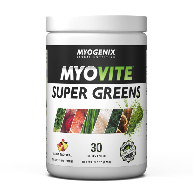 Myogenix MyoVite Super Greens Supplement Powder - Super Greens Powder for Men and Women, Daily Vitamin Supplement for Optimum Nutrition, Grown in USA - Organic Supplements, 30 Servings