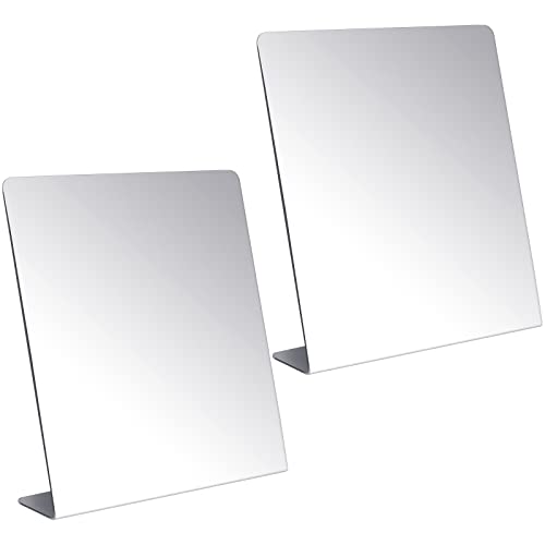 Amyhill 2 Pcs Counter Top Mirror Freestanding Table Desk Mirror Self Portrait Single Sided Acrylic Glass for Tabletop Desk Counter Bedroom Office Bathroom Home Dorm (8.5 x 9 Inch) 8.5 x 9 Inch