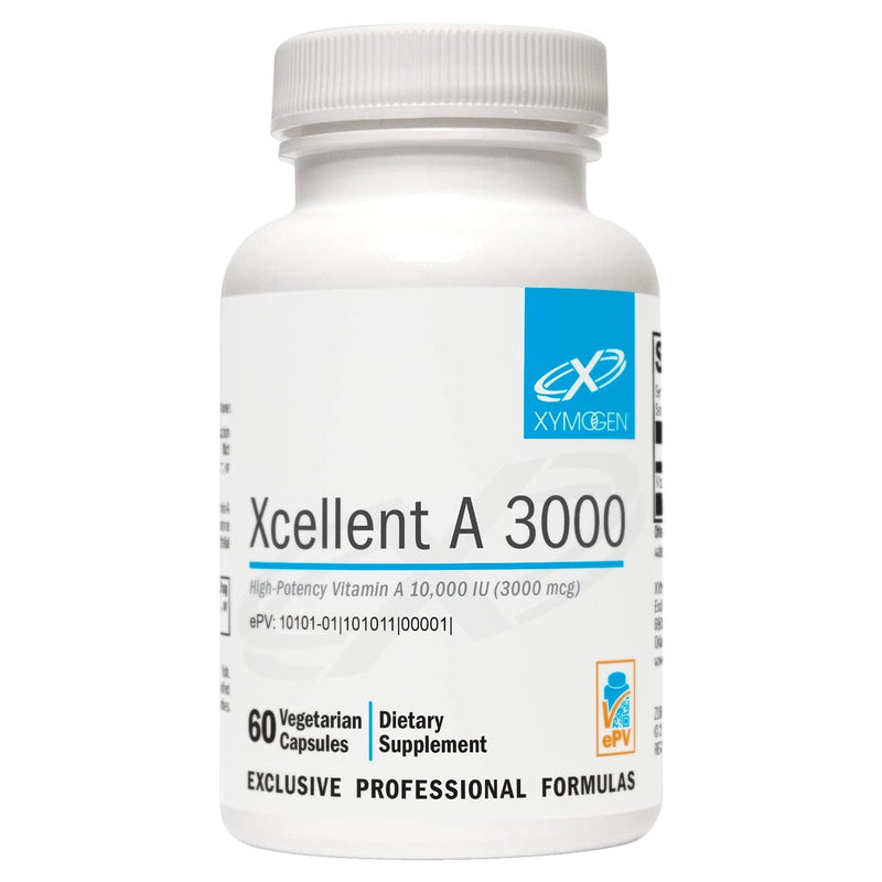 XYMOGEN Xcellent A 3000, 60 Capsules | Supports Immune Function, Cellular Health, and Mucosal Surfaces, Vitamin A as Retinyl Palmitate 60 Count (Pack of 1)