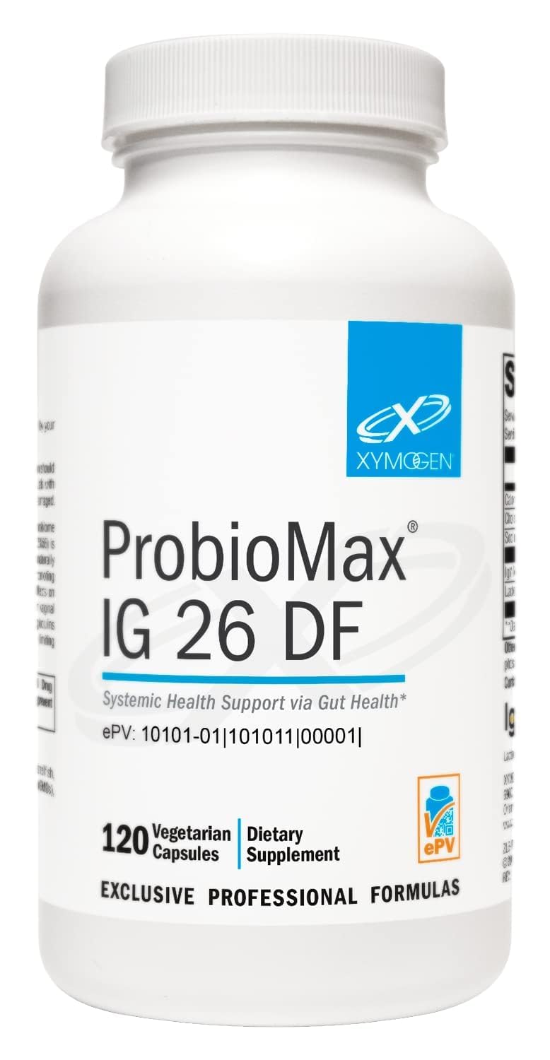 XYMOGEN ProbioMax IG 26, 120 Capsules | Immunized Egg Powder and Bacillus Coagulans, Digestive Health Support, Vegetarian, Gluten-Free, and Non-GMO