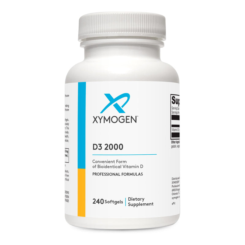 XYMOGEN D3 2000, 240 Softgels | Bioavailable Vitamin D3 2000 IU (50 mcg), High-Strength Vitamin D Supplement for Immune, Bone, and Heart Health Support 240 Count (Pack of 1)
